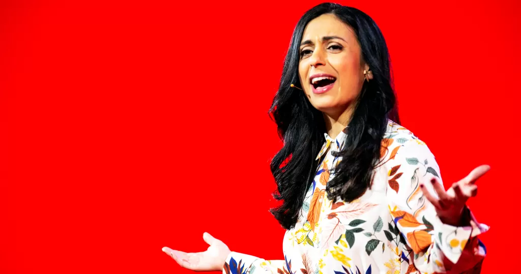 Hadia Tajik med støtteerklæring til de streikende i Traftec på Arbeiderpartiets landsmøte ...
